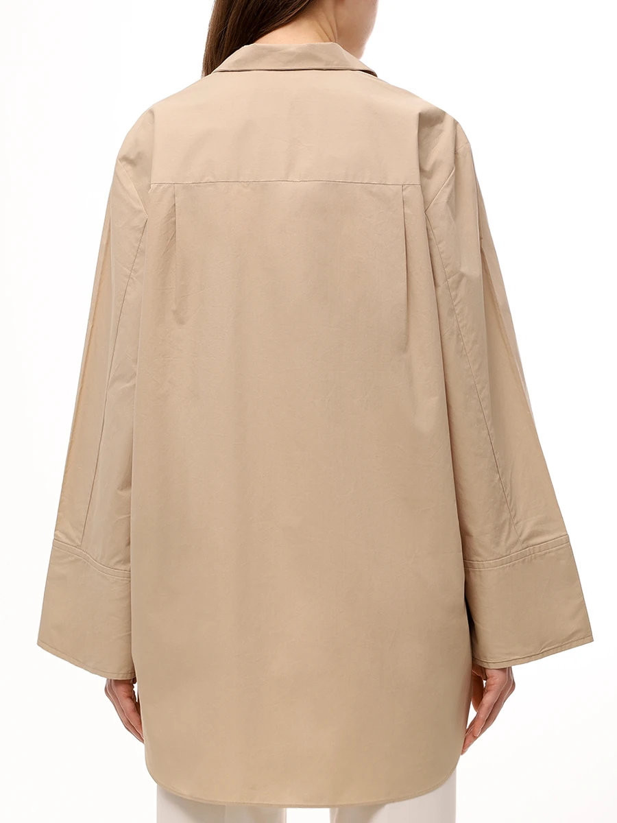 Рубашка хлопковая BY MALENE BIRGER Q54868003/1AJ Бежевый  Фото 3
