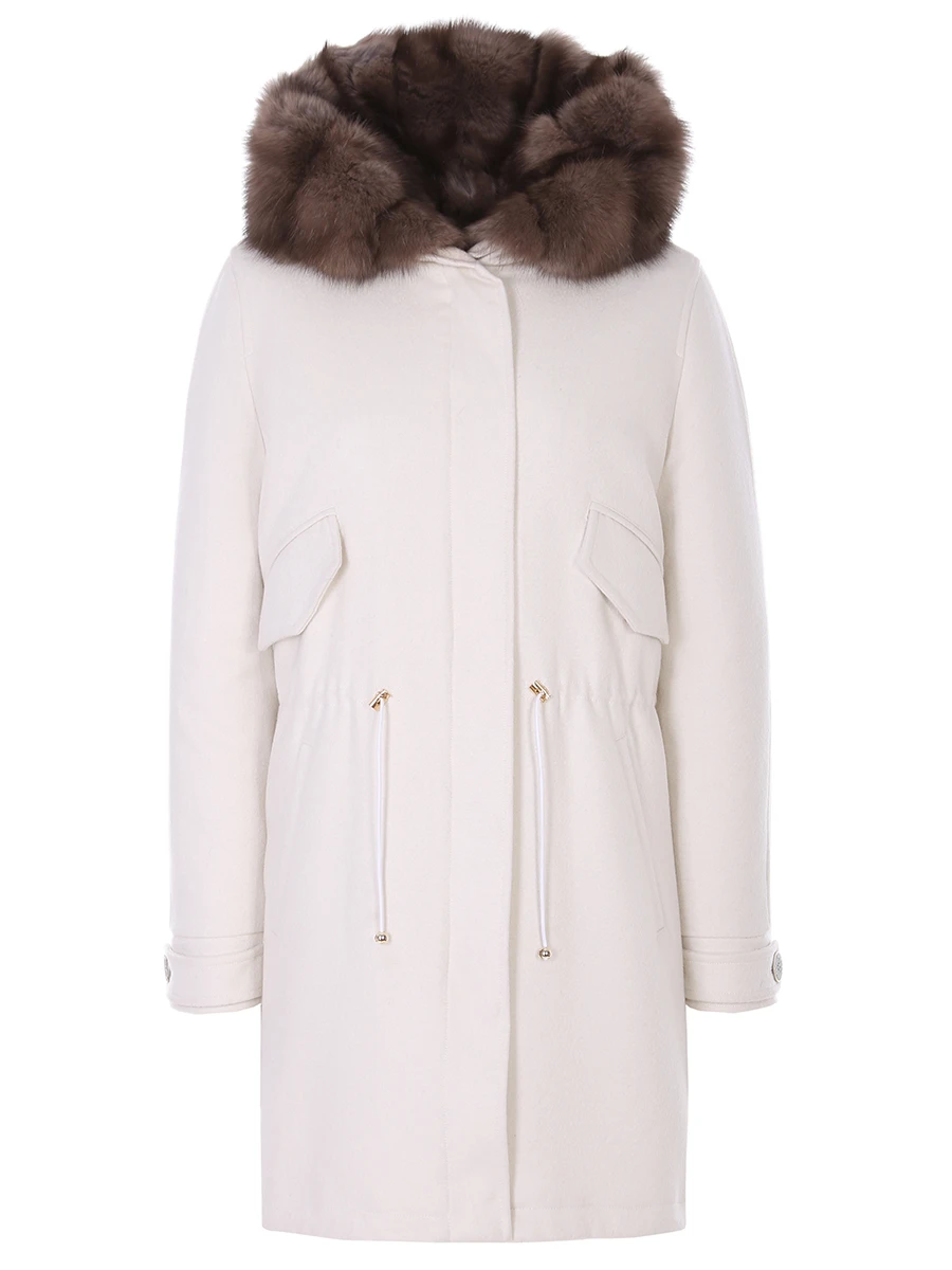 

Парка с мехом соболя, Белый, R17 295