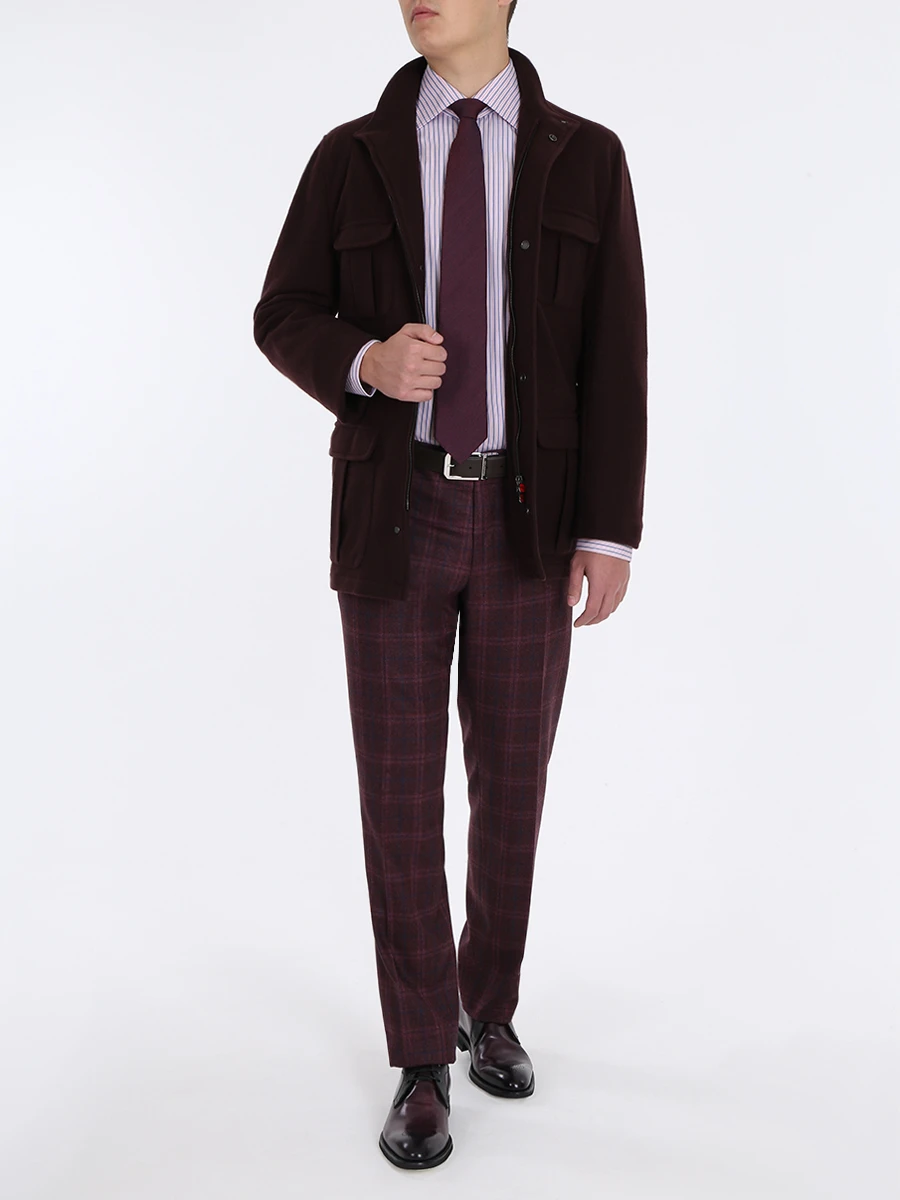 Пальто кашемировое KITON UW0628V03S07060000 Бордовый  Фото 2