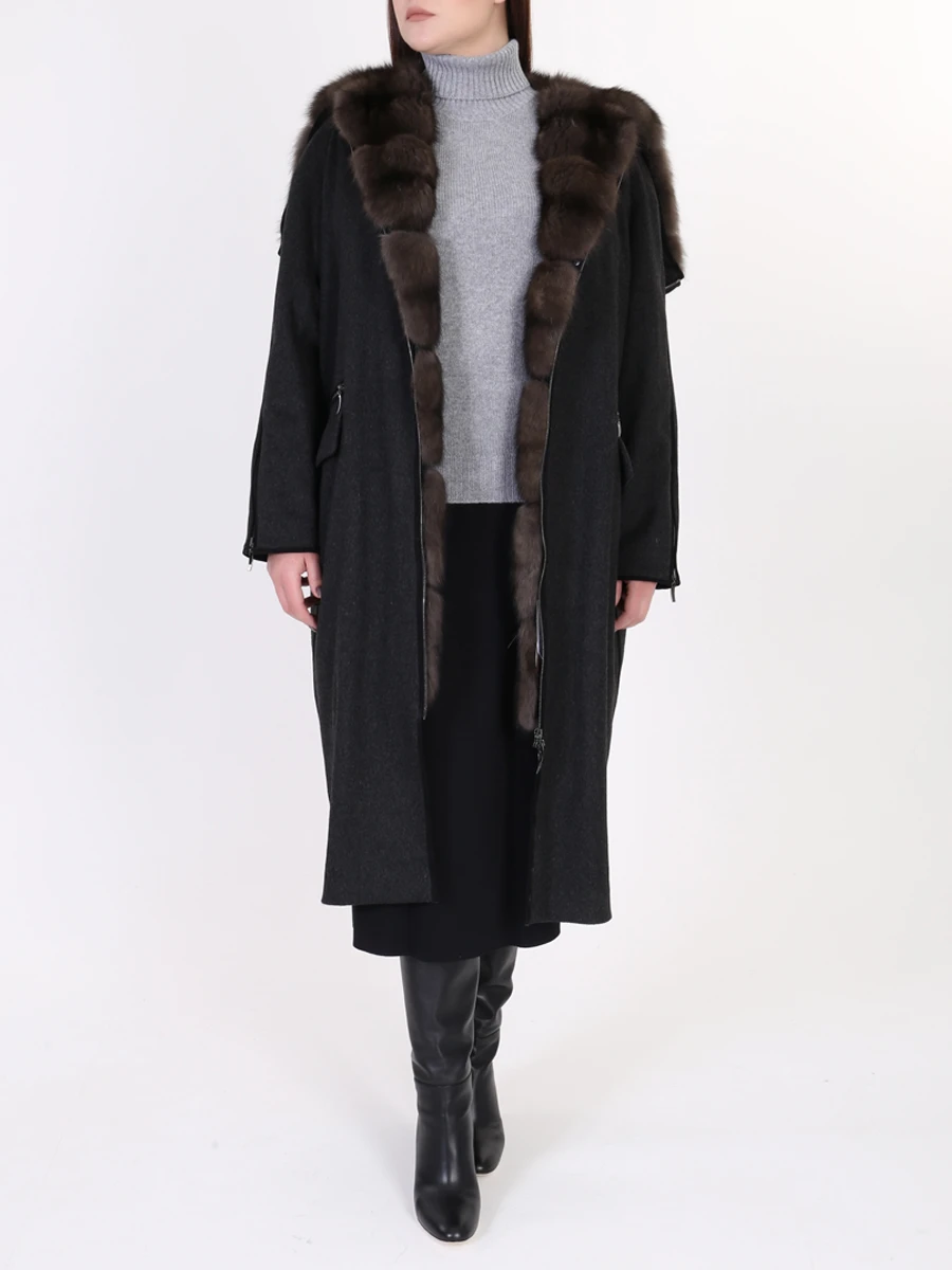 Парка с мехом соболя VIA CAPPELLA P1-17 Cashmere G/RemVestSbG/с жилетом Серый Серый  Фото 2