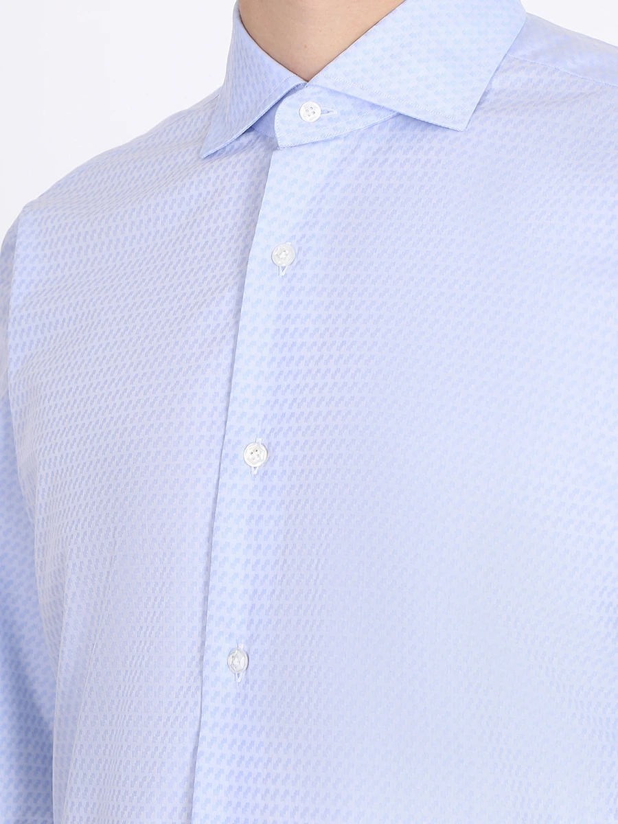 Рубашка хлопковая Regular Fit BARBA D4U132523006U Голубой/ромб, размер 52 D4U132523006U Голубой/ромб - фото 5