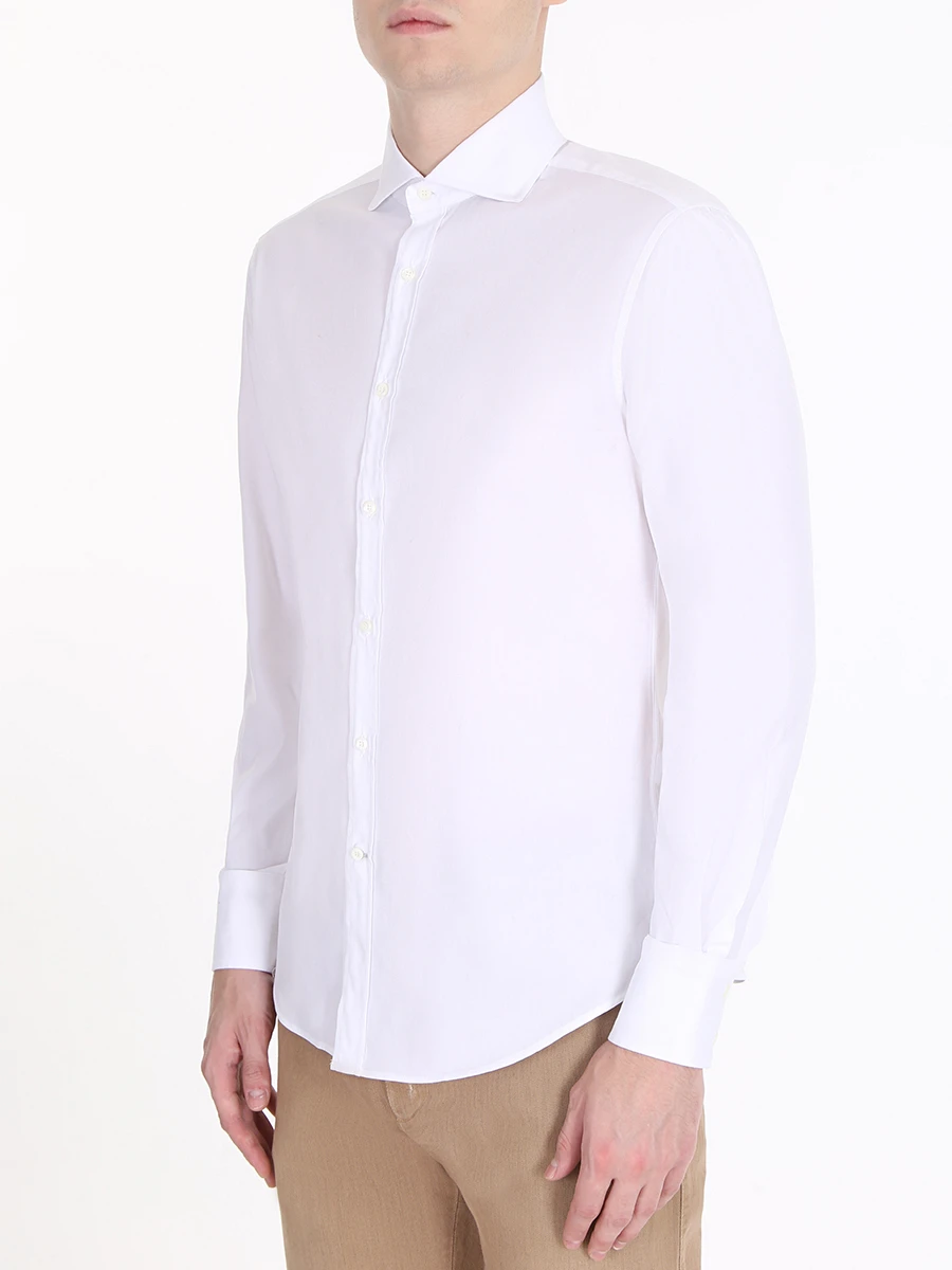 Рубашка slim fit хлопковая BRUNELLO CUCINELLI ML6821718 C001, размер 56, цвет белый - фото 4