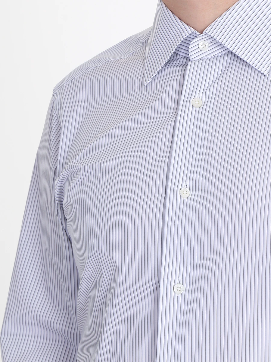 Рубашка slim fit в полоску ERMENEGILDO ZEGNA 7015219msopa, размер 54, цвет полоска - фото 5
