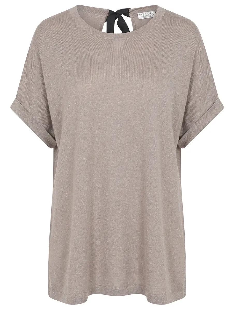 

Футболка кашемировая, Бежевый, M41810020 Оливковый люрекс