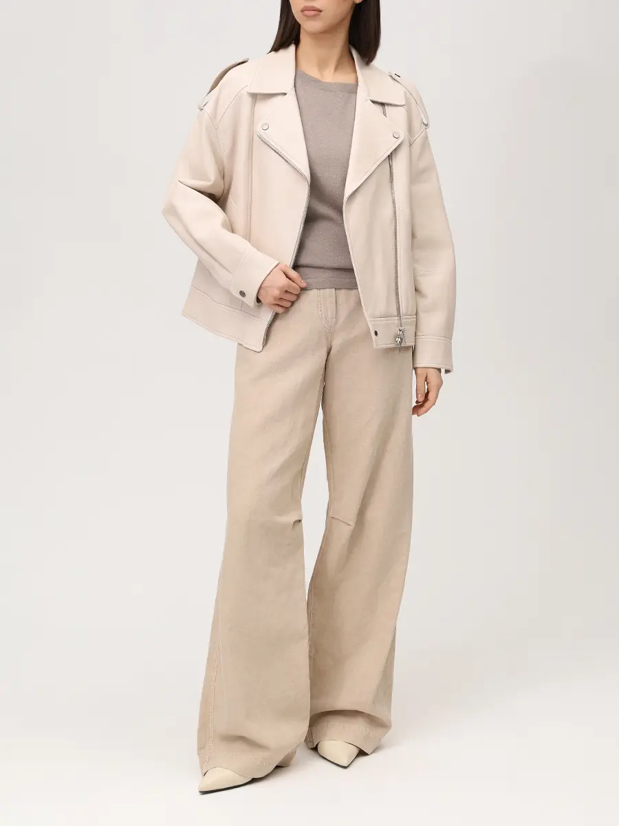 Футболка кашемировая BRUNELLO CUCINELLI M41810020 Оливковый люрекс Бежевый  Фото 2