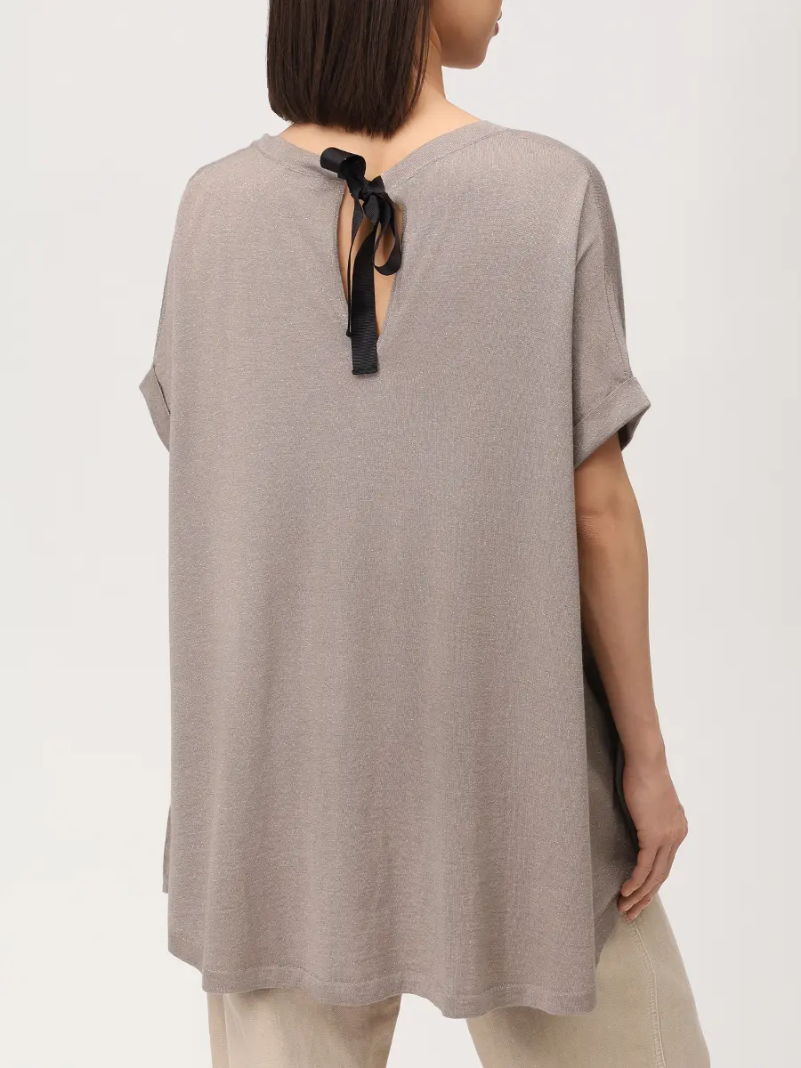 Футболка кашемировая BRUNELLO CUCINELLI M41810020 Оливковый люрекс Бежевый  Фото 3