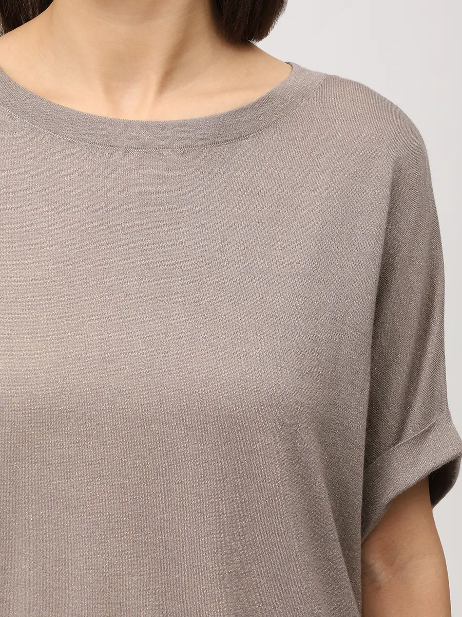 Футболка кашемировая BRUNELLO CUCINELLI M41810020 Оливковый люрекс Бежевый  Фото 5