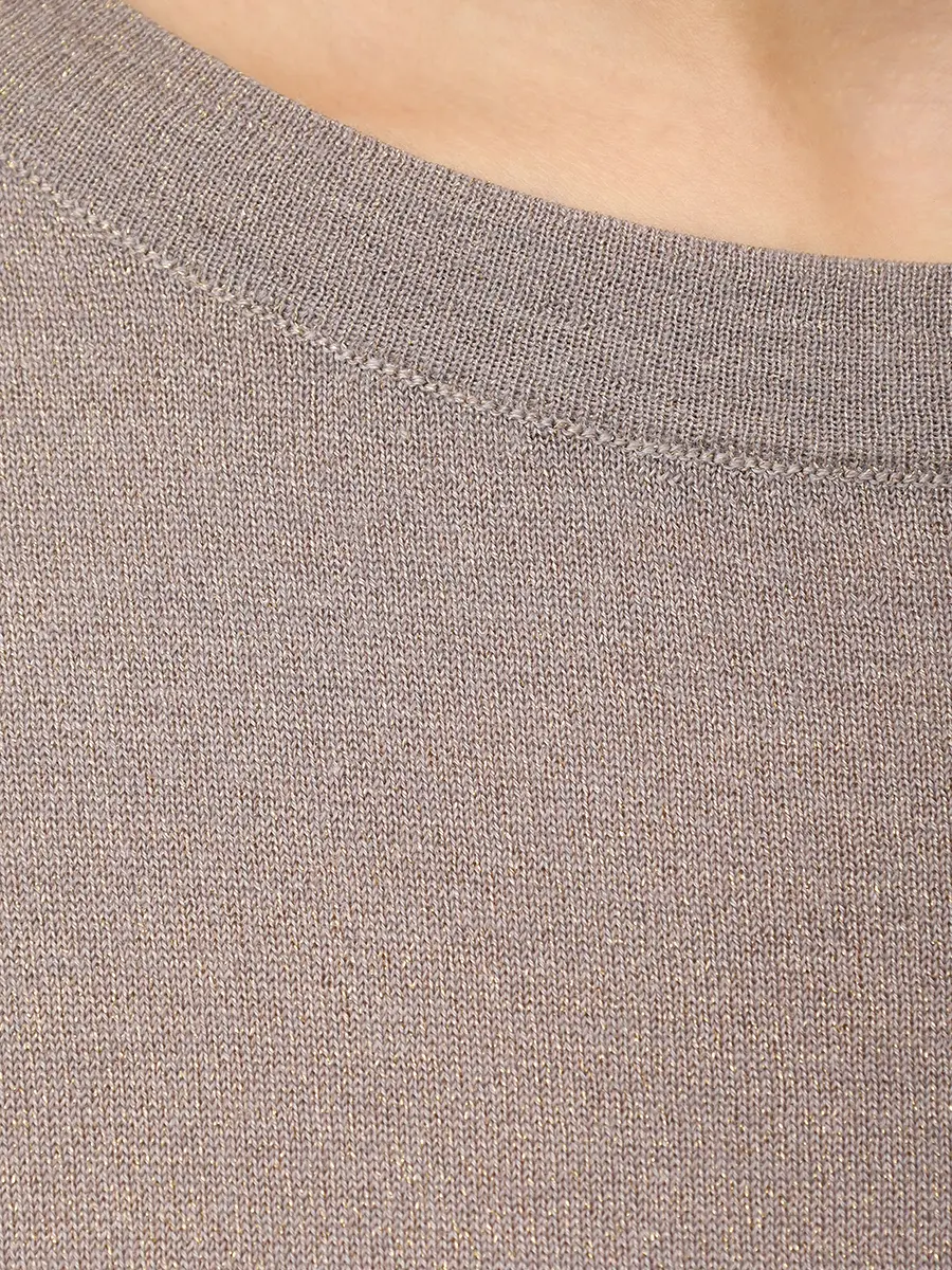 Футболка кашемировая BRUNELLO CUCINELLI M41810020 Оливковый люрекс Бежевый  Фото 6