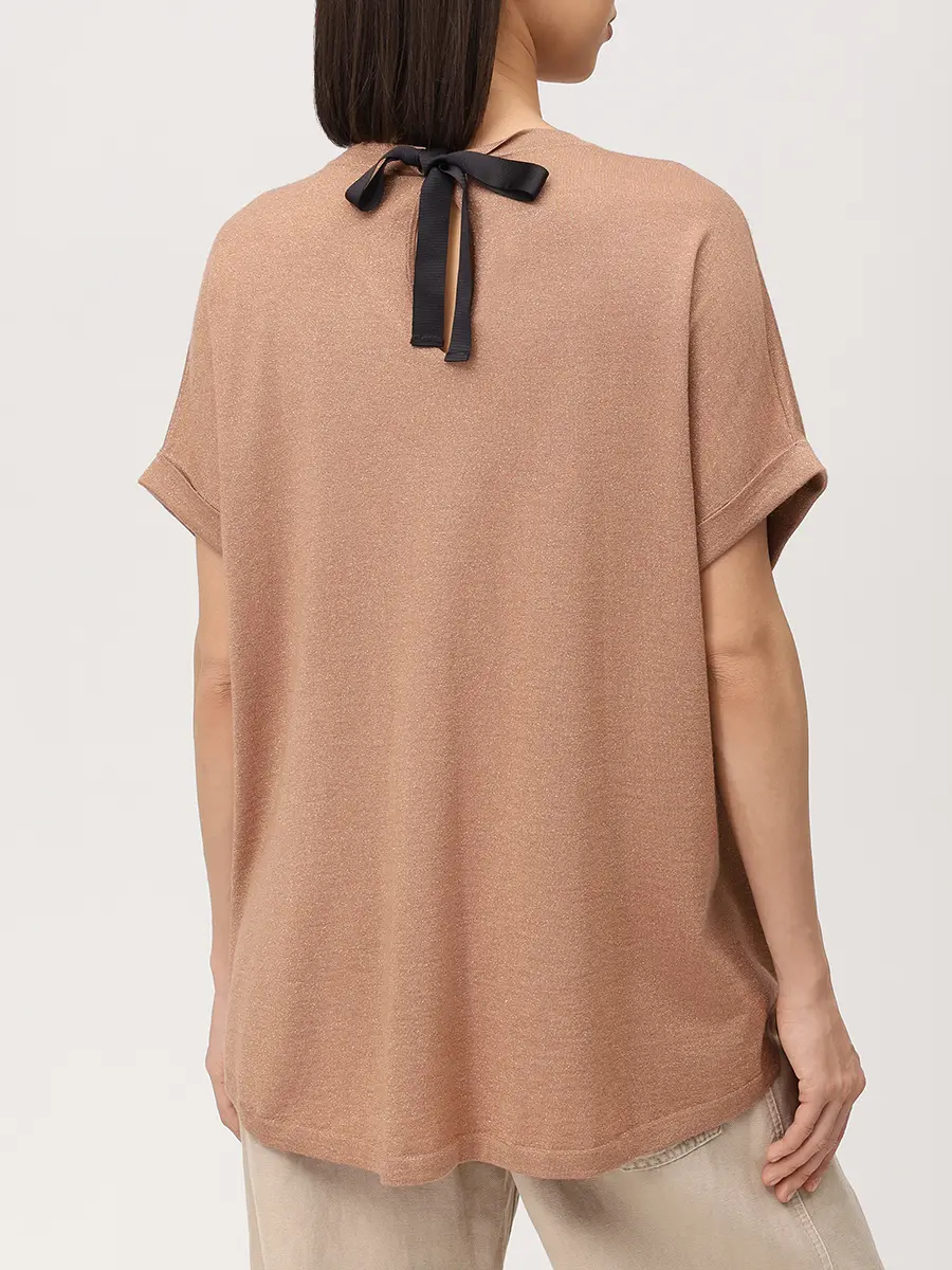 Футболка кашемировая BRUNELLO CUCINELLI M41810020 Рыжий люрекс Коричневый  Фото 3