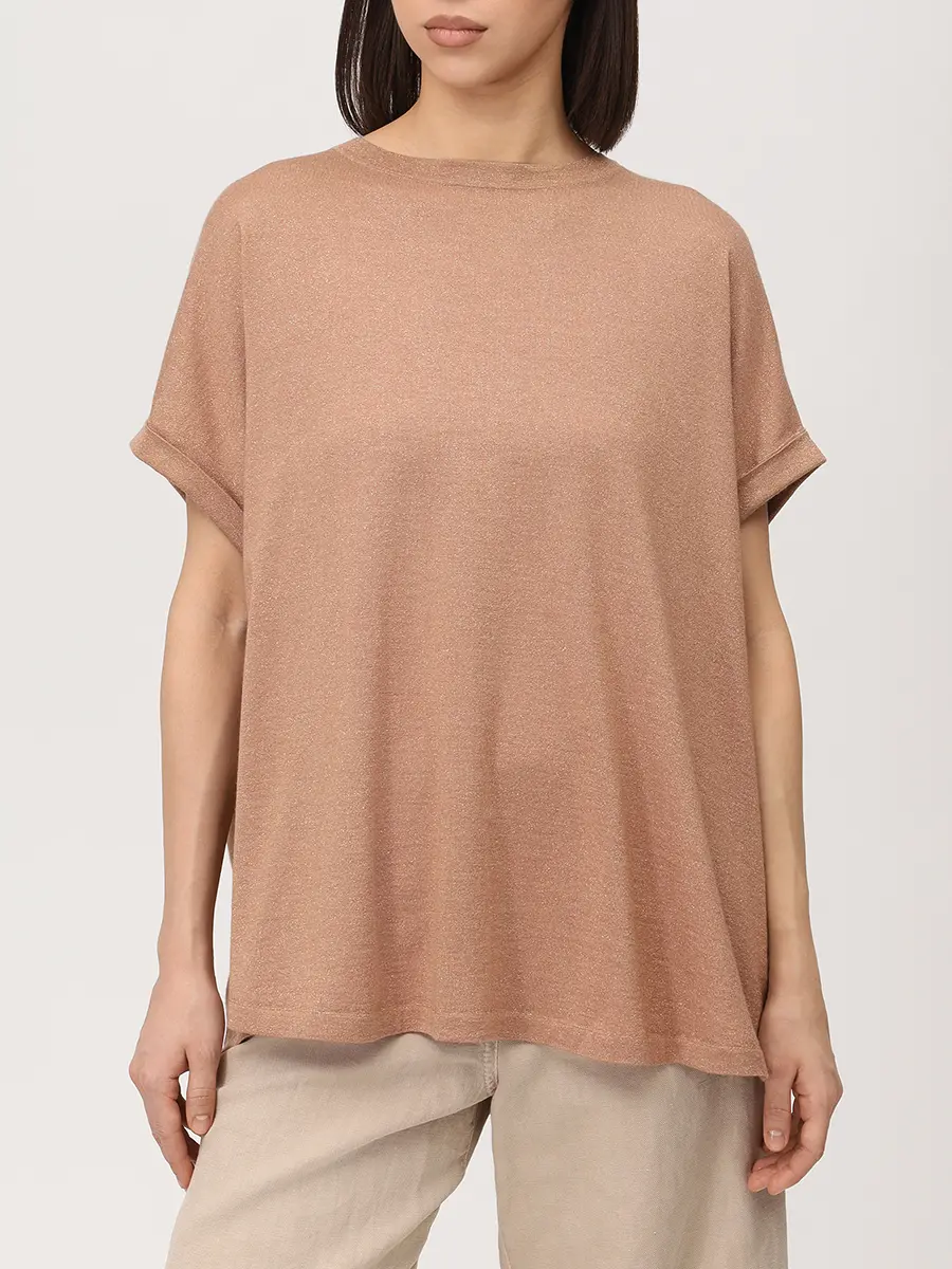 Футболка кашемировая BRUNELLO CUCINELLI M41810020 Рыжий люрекс Коричневый  Фото 4