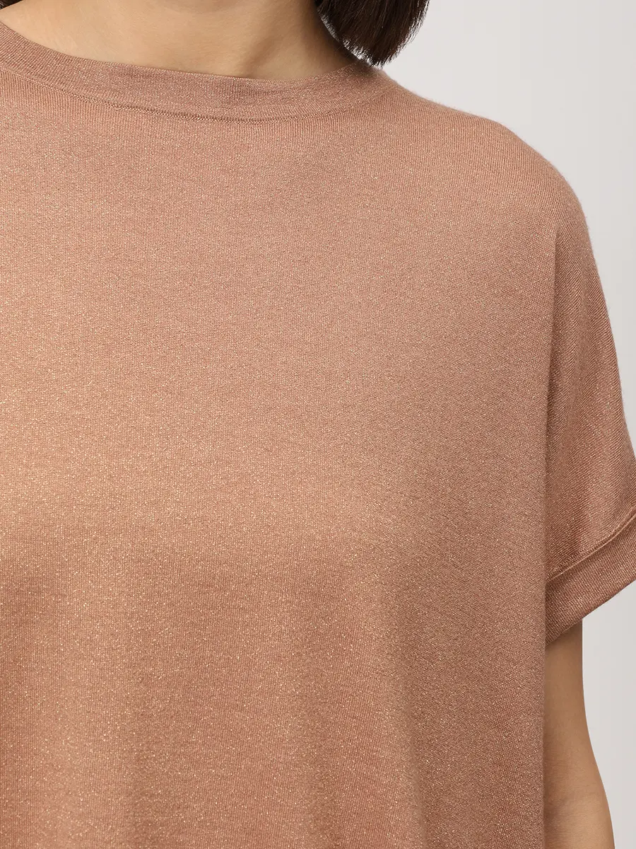 Футболка кашемировая BRUNELLO CUCINELLI M41810020 Рыжий люрекс Коричневый  Фото 5