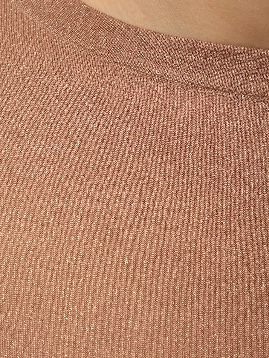 Футболка кашемировая BRUNELLO CUCINELLI M41810020 Рыжий люрекс Коричневый  Фото 6