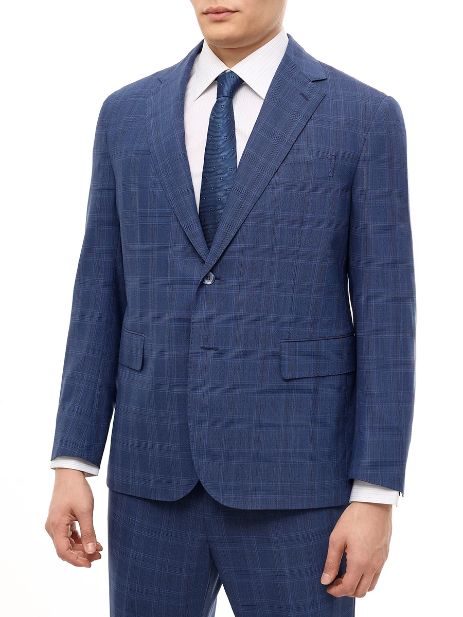 Костюм шерстяной STILE LATINO 1SWA08/B20 Синий Голубой Клетка Клетка  Фото 4