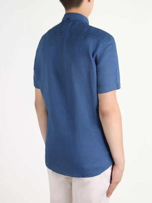 Льняная рубашка BRUNELLO CUCINELLI MD6983009 Синий, размер 46 - фото 3