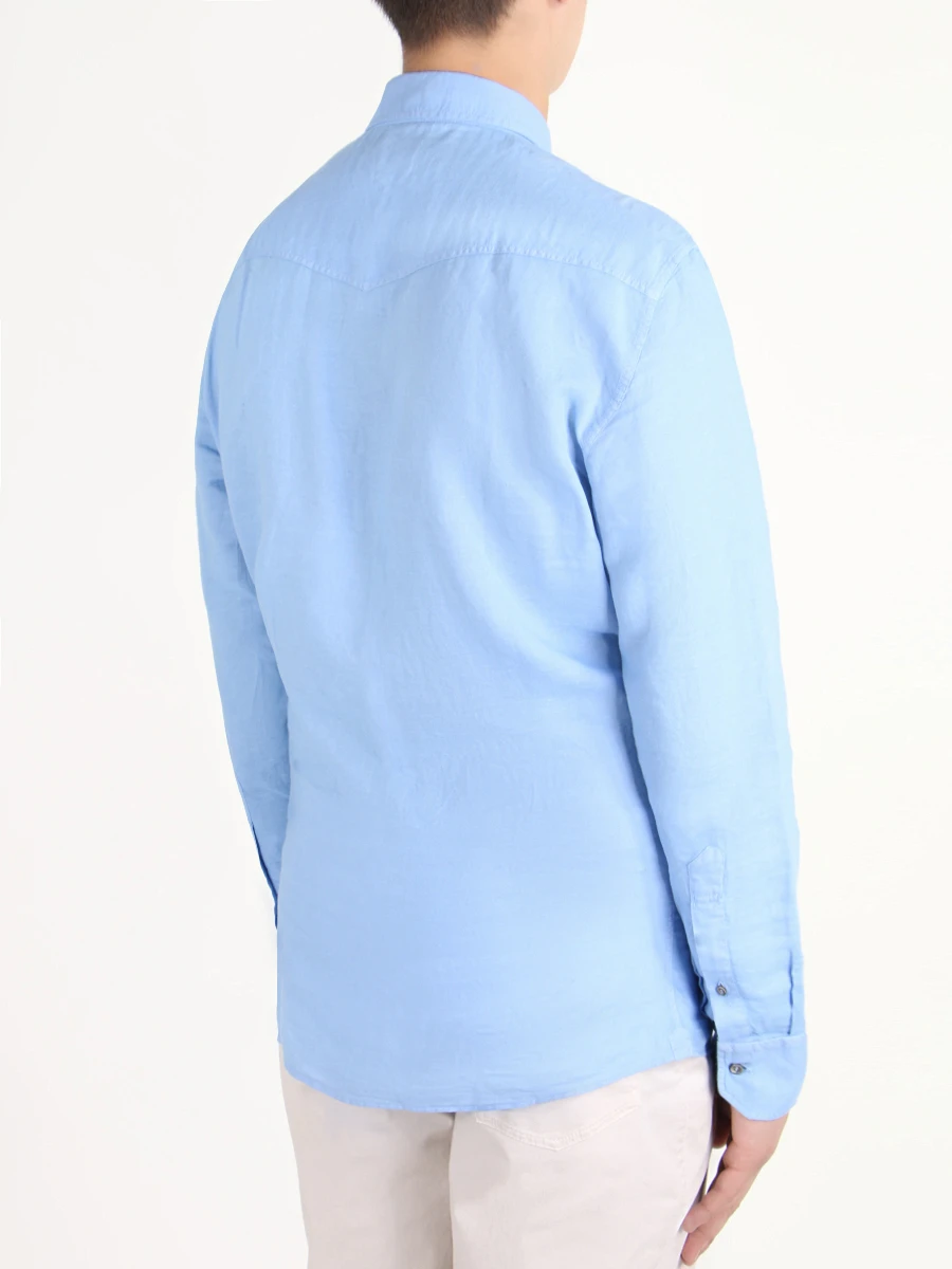 Однотонная рубашка BRUNELLO CUCINELLI MD6984018 Голубой, размер 54 - фото 3