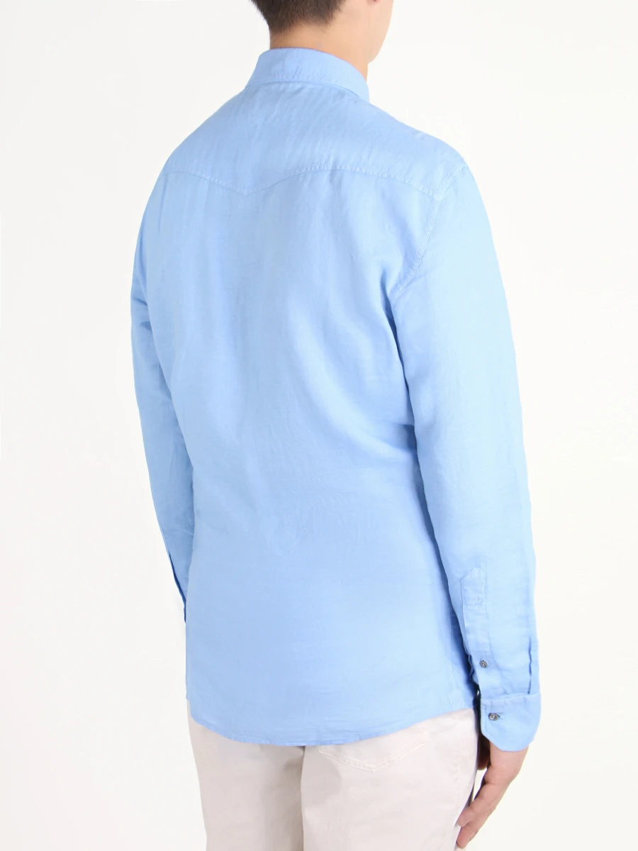 Однотонная рубашка BRUNELLO CUCINELLI MD6984018 Голубой Голубой  Фото 3