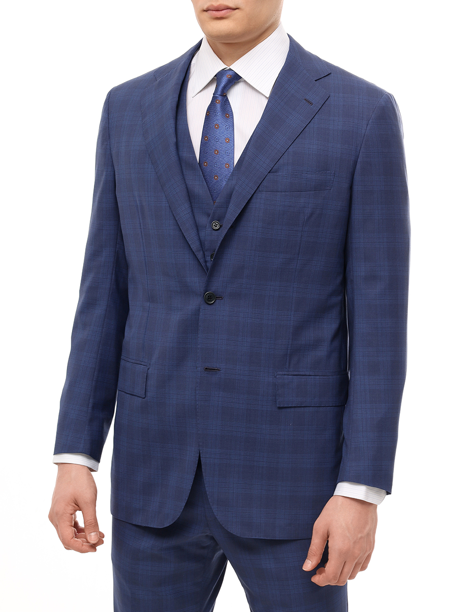 Костюм-тройка шерстяной KITON uagl89k01x2024000 l07 /size51 Синий  Фото 4