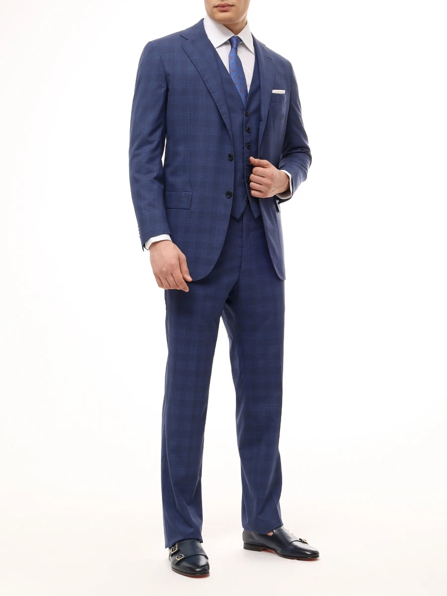 Костюм-тройка шерстяной KITON uagl89k01x2024000 l07 /size51 Синий  Фото 2