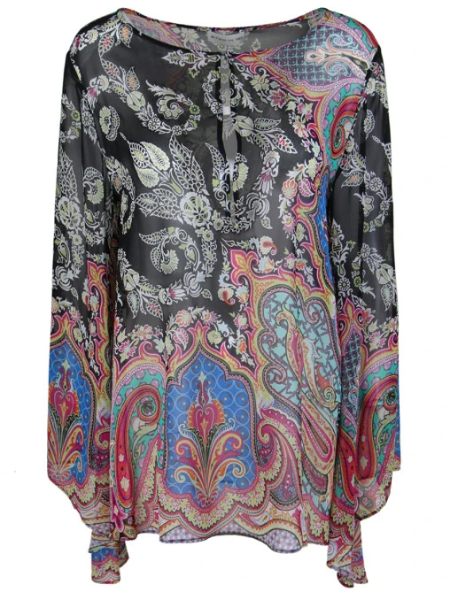 Шелковая блуза ETRO d18137 5453, размер 44, цвет мультиколор - фото 1