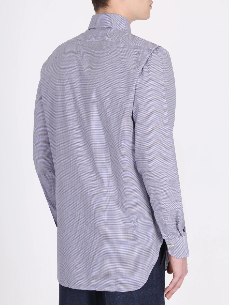 Рубашка regular fit в клетку KITON 492807 Голубой  Фото 3
