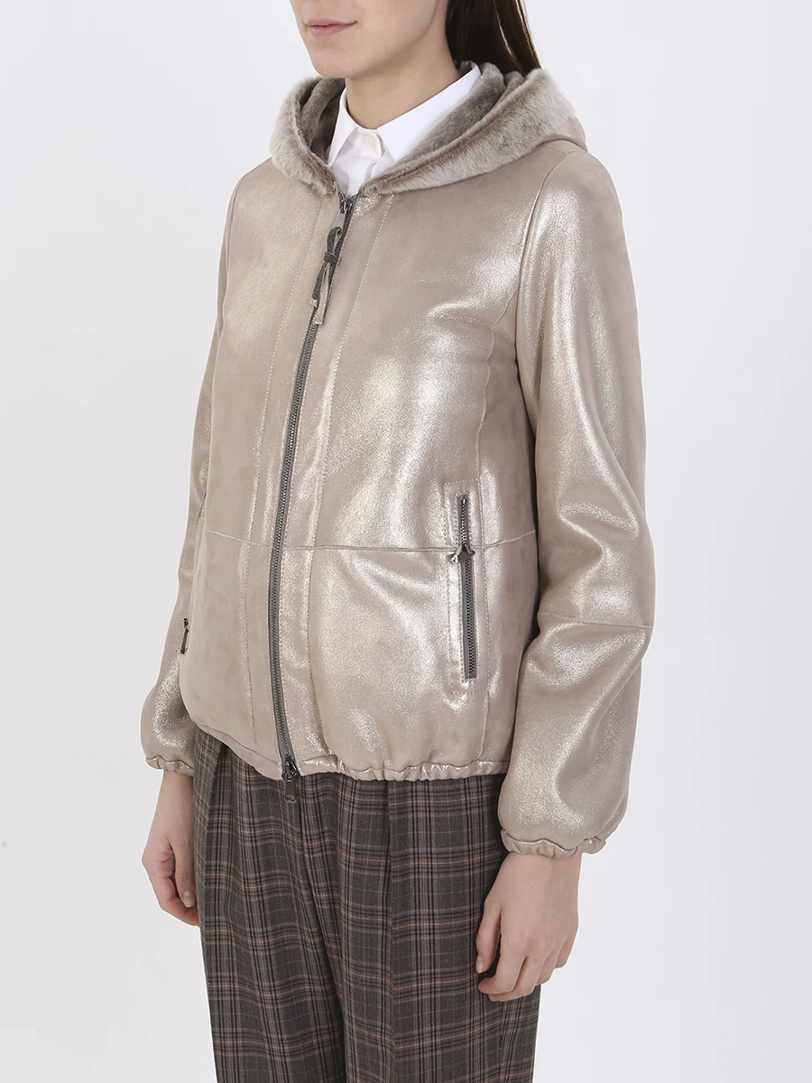 Дубленка из овчины BRUNELLO CUCINELLI MPMPI8508 C7604 Бежевый  Фото 4