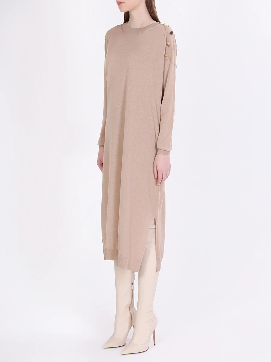 Платье однотонное STELLA MCCARTNEY 269330 Бежевый  Фото 4