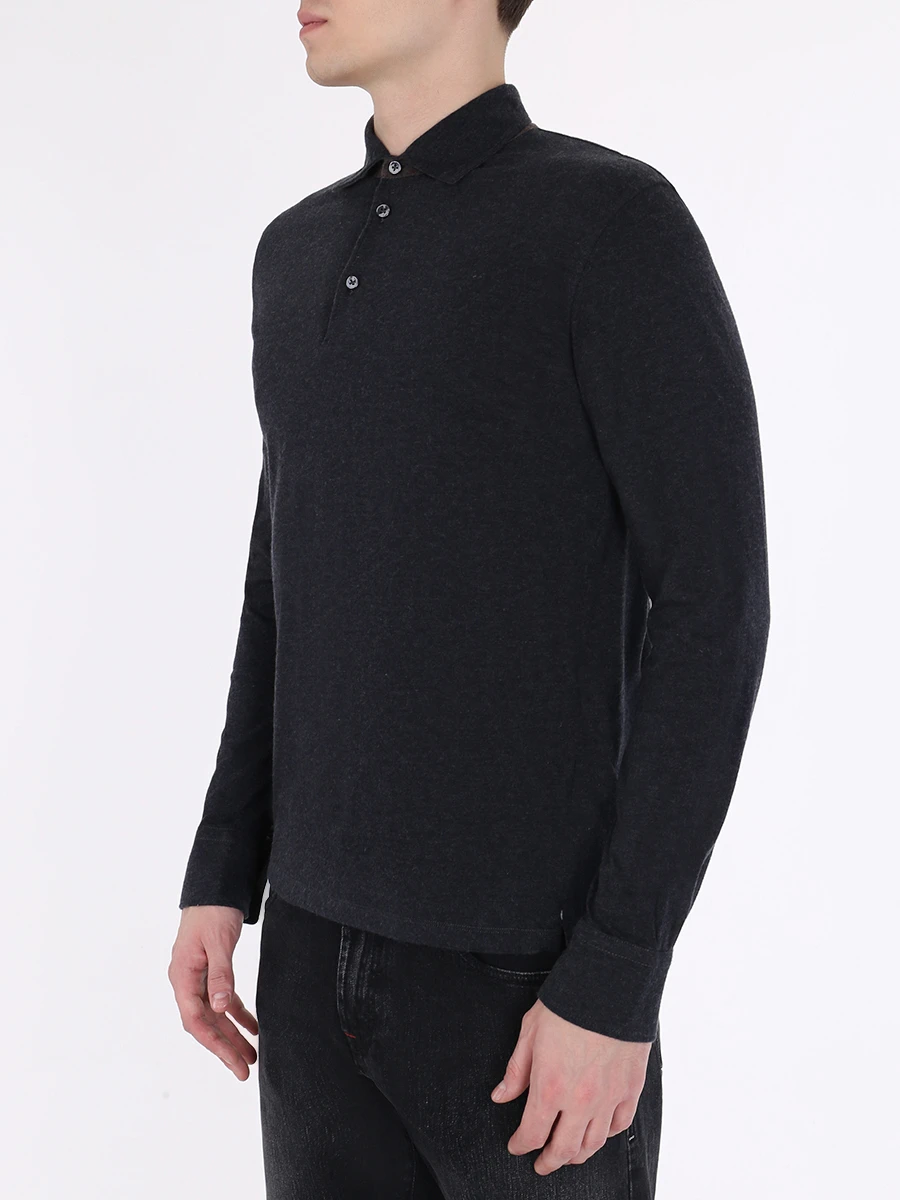 Поло базовое хлопковое FIORONI CASHMERE M19TC1C3 TC18 Серый  Фото 4