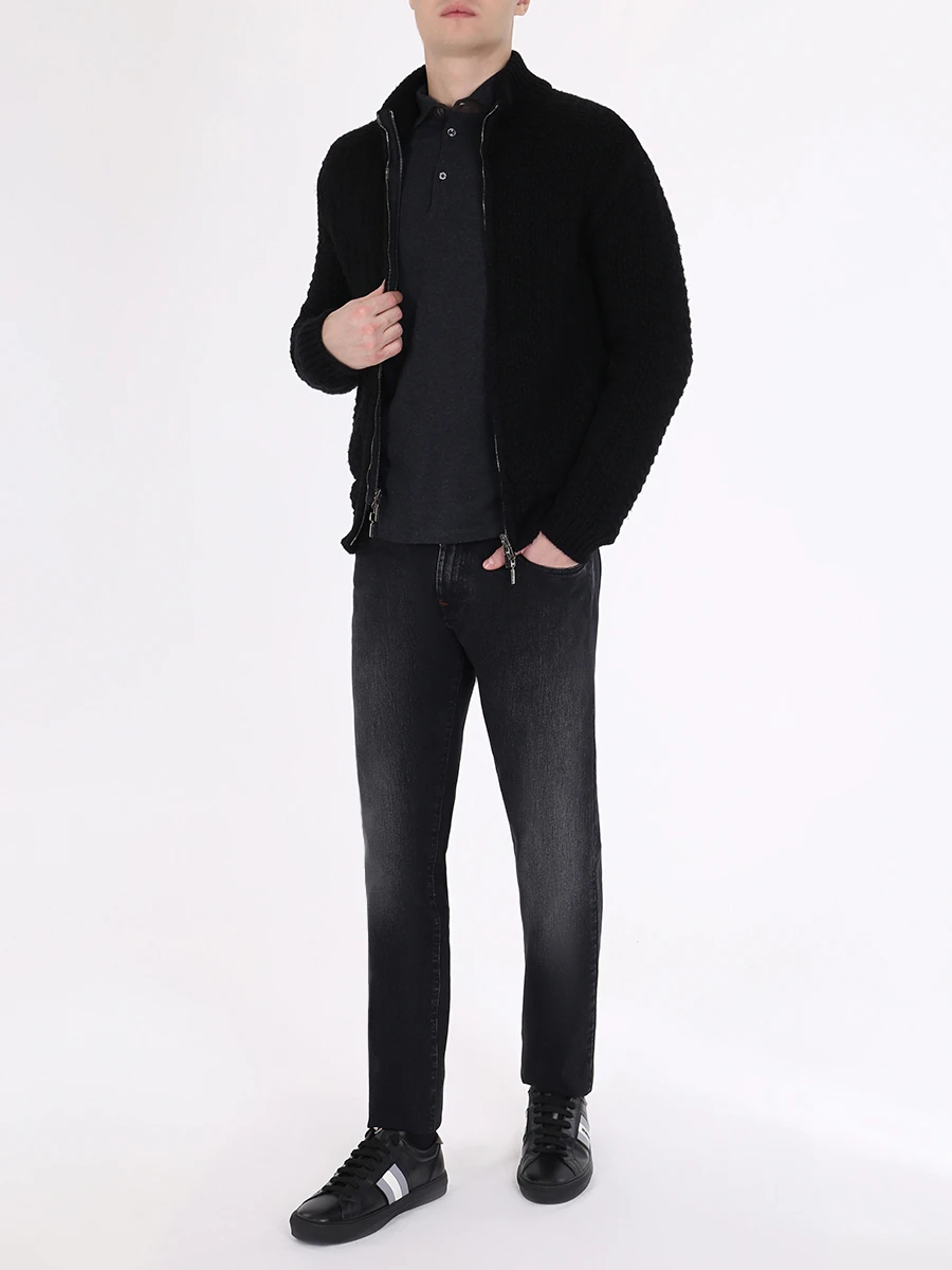 Поло базовое хлопковое FIORONI CASHMERE M19TC1C3 TC18 Серый  Фото 2