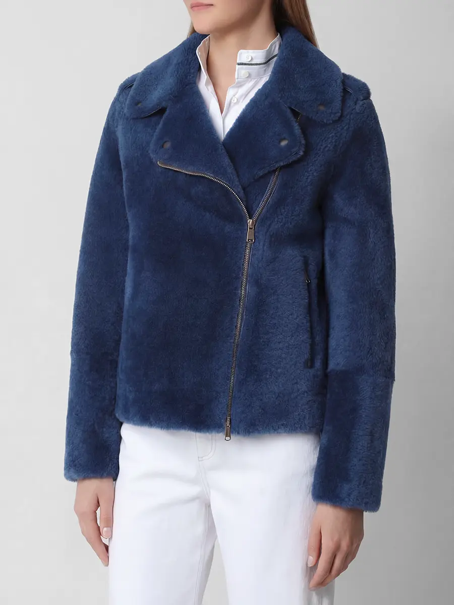 Дубленка из овчины BRUNELLO CUCINELLI MPMPA8840 C7600 Синий  Фото 4
