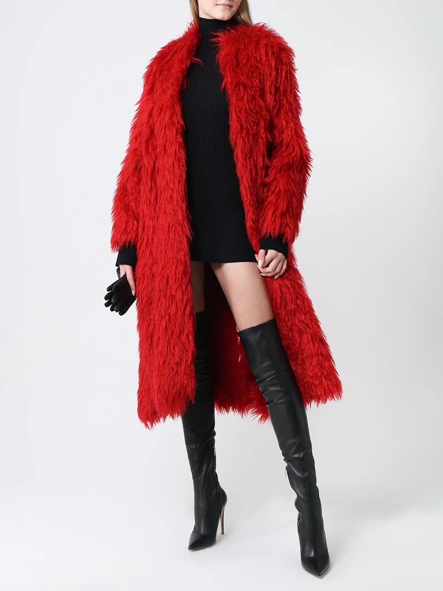 Пальто из искусственного меха VALENTINO PAP SB3CA3T04NV 584 Красный  Фото 2