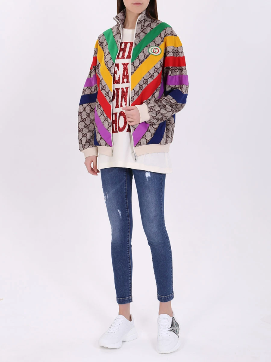 Футболка хлопковая с принтом GUCCI 539081 XJBIH 7136 Бежевый  Фото 2