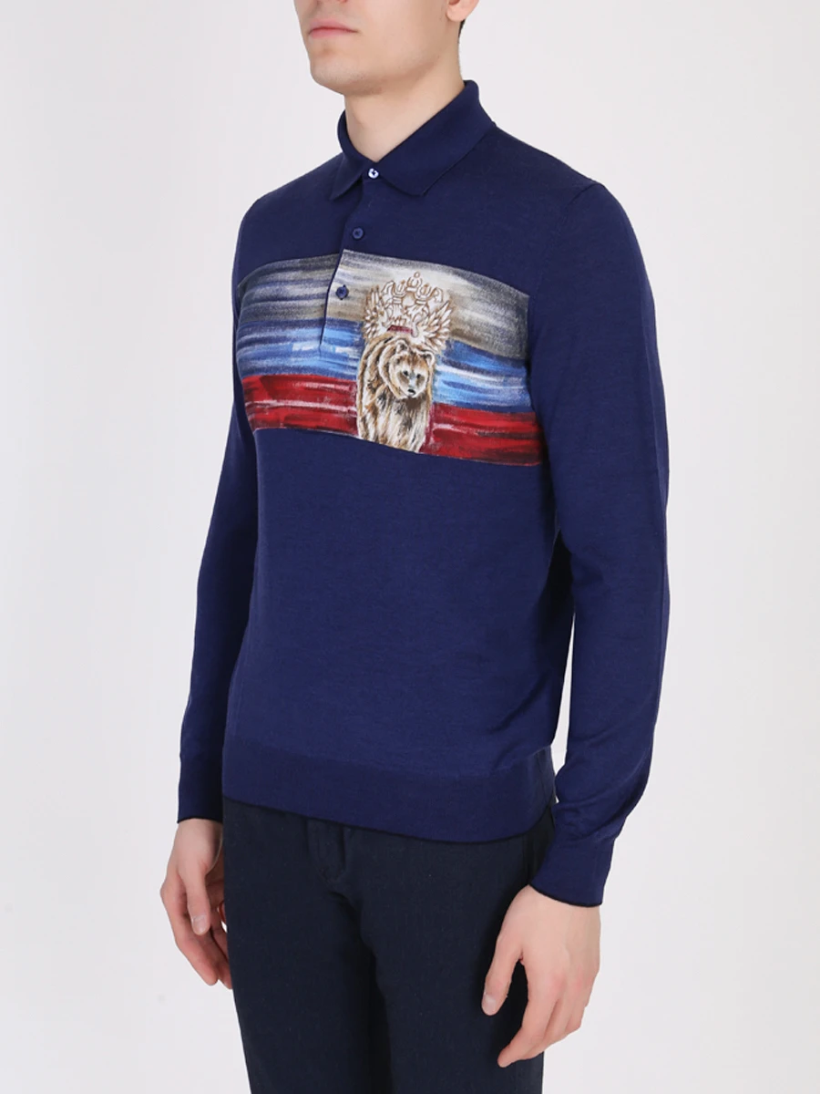 Поло шерстяное с принтом BERTOLO LUXURY MENSWEAR 901901/001848 0048 Принт  Фото 4