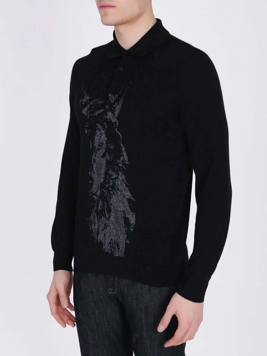 Поло кашемировое с принтом BERTOLO LUXURY MENSWEAR 901926/001851 1000 Принт  Фото 4