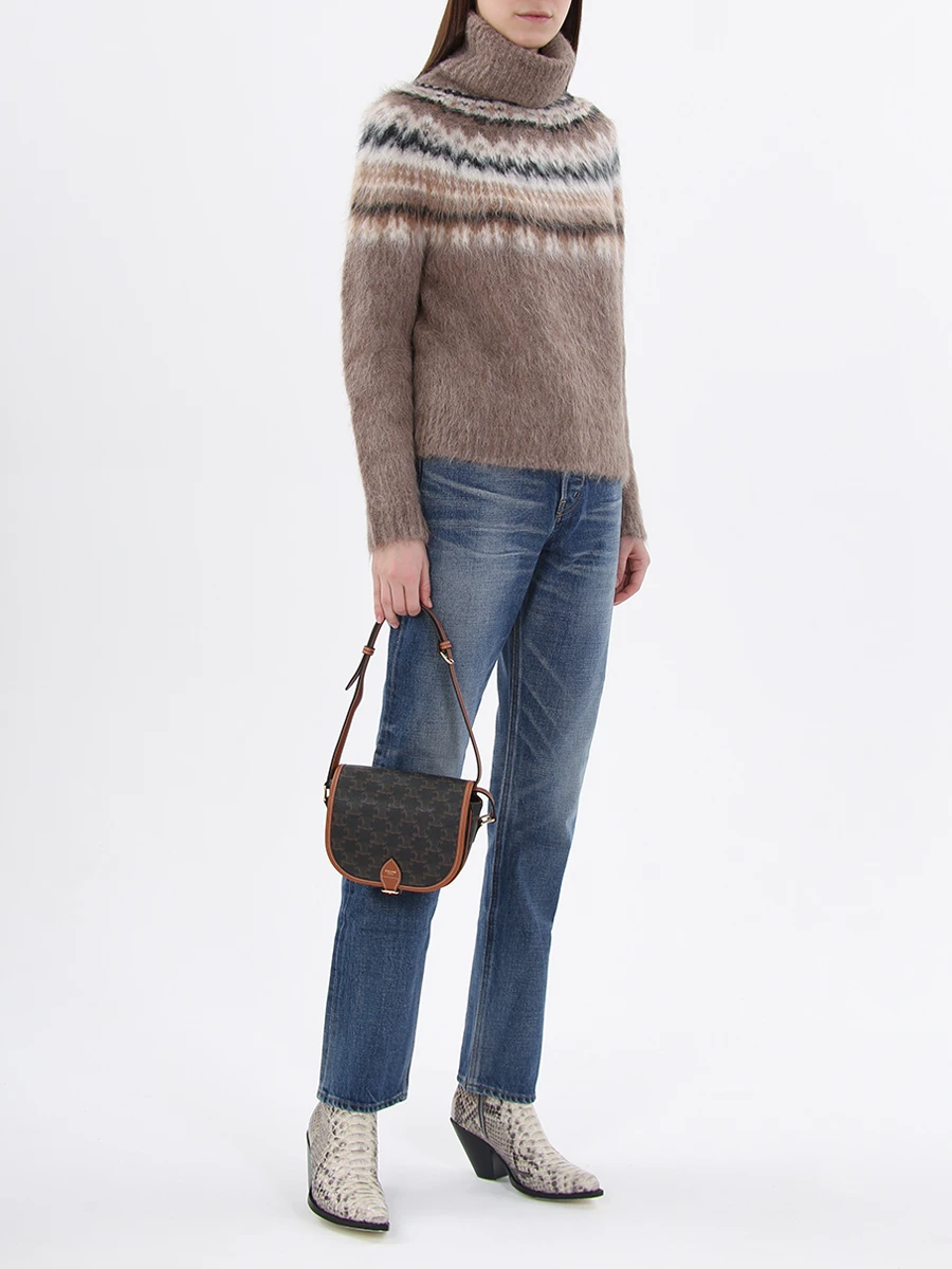 Свитер шерстяной CELINE 2A564383D Коричневый  Фото 2