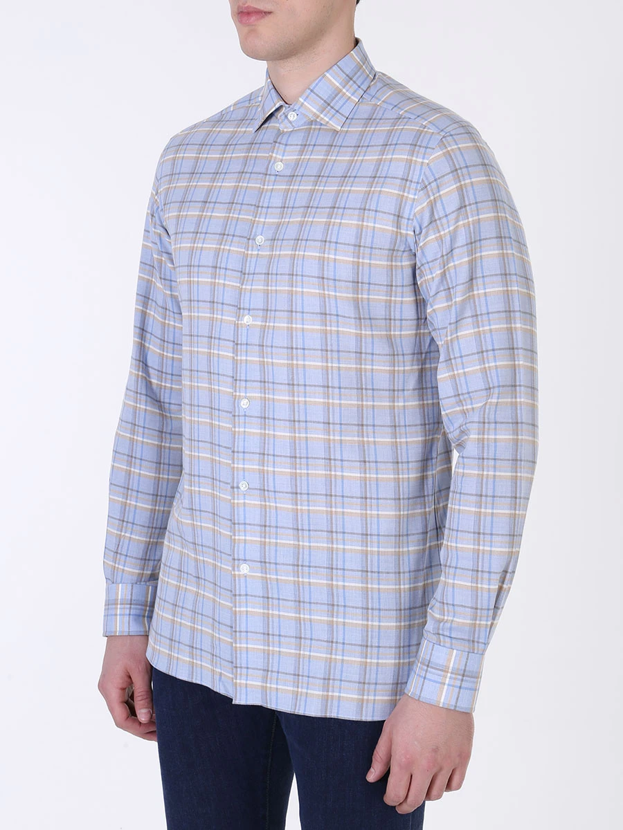 Рубашка regular fit хлопковая MALO URQ002T3Q18Q8035 Голубой  Фото 2