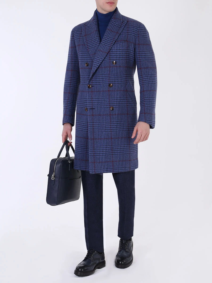 Пальто кашемировое двубортное STILE LATINO CK21950 B24 Клетка  Фото 2