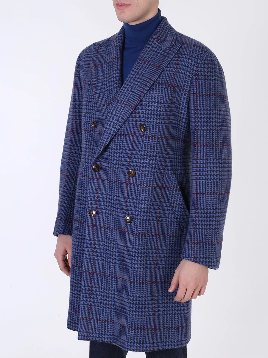 Пальто кашемировое двубортное STILE LATINO CK21950 B24 Клетка  Фото 3