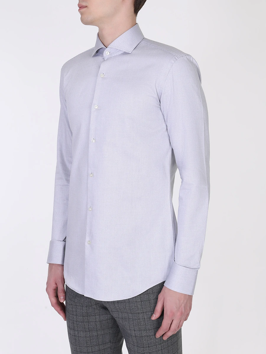 Рубашка Slim Fit хлопковая BOSS 50416073/001, размер 46, цвет серый 50416073/001 - фото 4