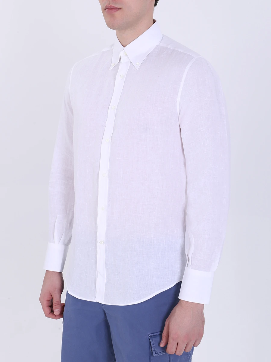 Рубашка льняная basic fit BRUNELLO CUCINELLI MB6080038 C159, размер 50, цвет белый - фото 4