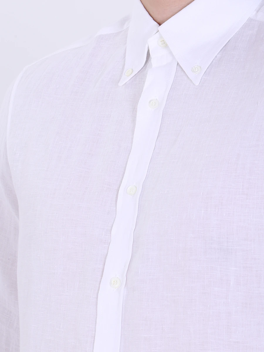 Рубашка льняная basic fit BRUNELLO CUCINELLI MB6080038 C159, размер 50, цвет белый - фото 5