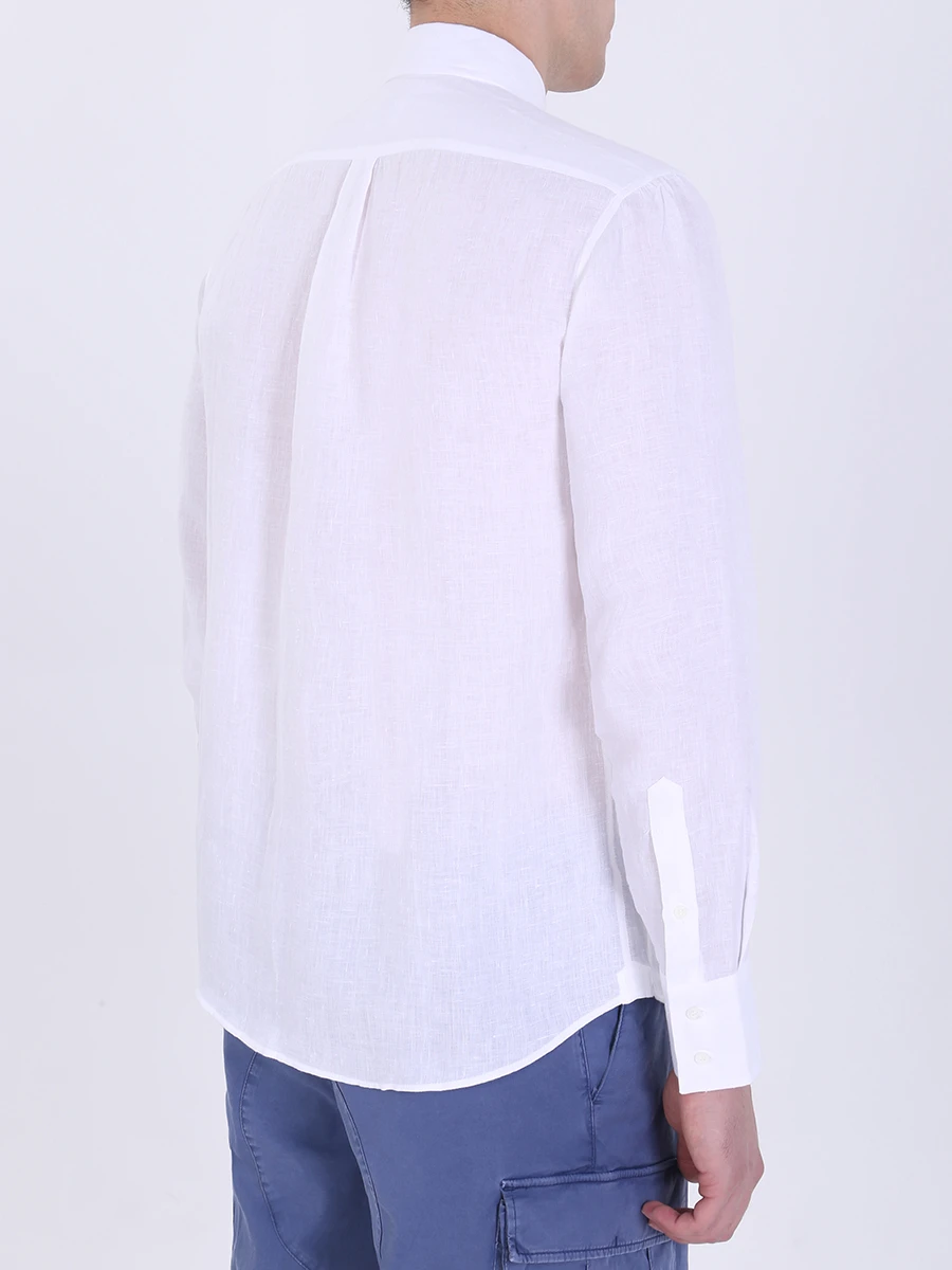 Рубашка льняная basic fit BRUNELLO CUCINELLI MB6080038 C159, размер 50, цвет белый - фото 3