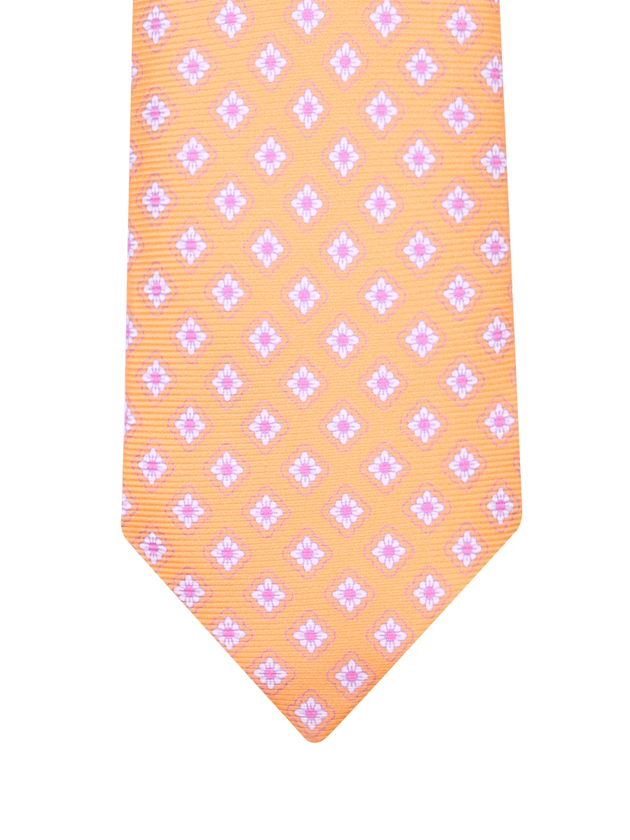 Шелковый галстук с узором ISAIA CRV007/12 Оранжевый ромб, размер Один размер CRV007/12 Оранжевый ромб - фото 3