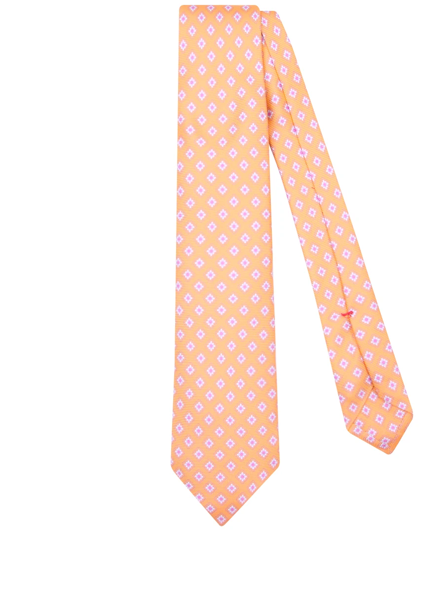 Шелковый галстук с узором ISAIA CRV007/12 Оранжевый ромб, размер Один размер CRV007/12 Оранжевый ромб - фото 2