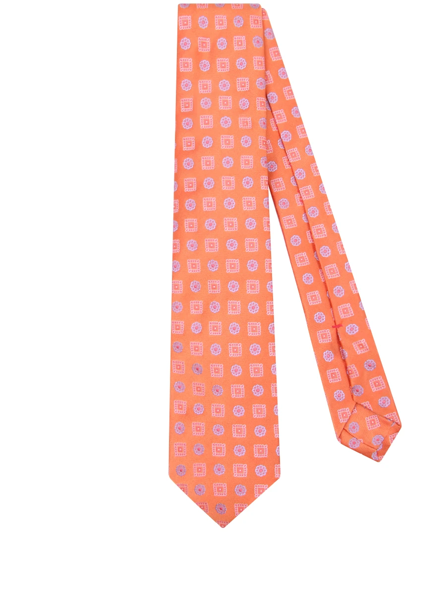 Шелковый галстук с узором ISAIA CRV007/12 Оранжевый квадрат, размер Один размер CRV007/12 Оранжевый квадрат - фото 2