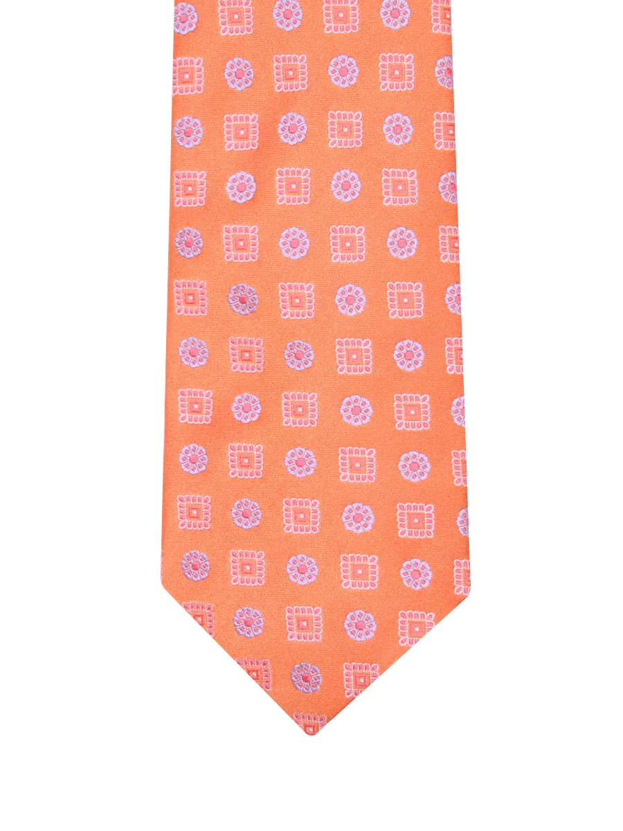 Шелковый галстук с узором ISAIA CRV007/12 Оранжевый квадрат, размер Один размер CRV007/12 Оранжевый квадрат - фото 3
