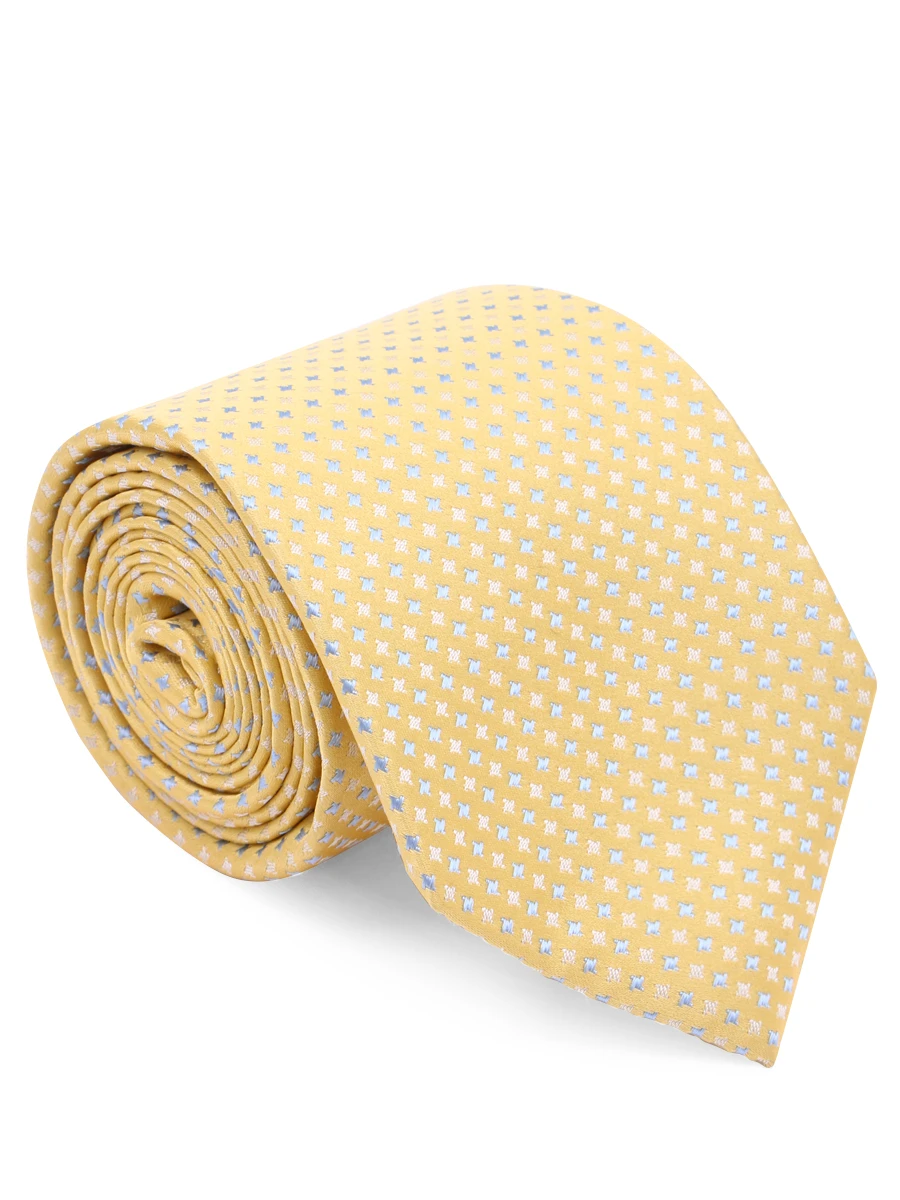Шелковый галстук с узором ISAIA CRV007/12 Желтый, размер Один размер CRV007/12 Желтый - фото 1