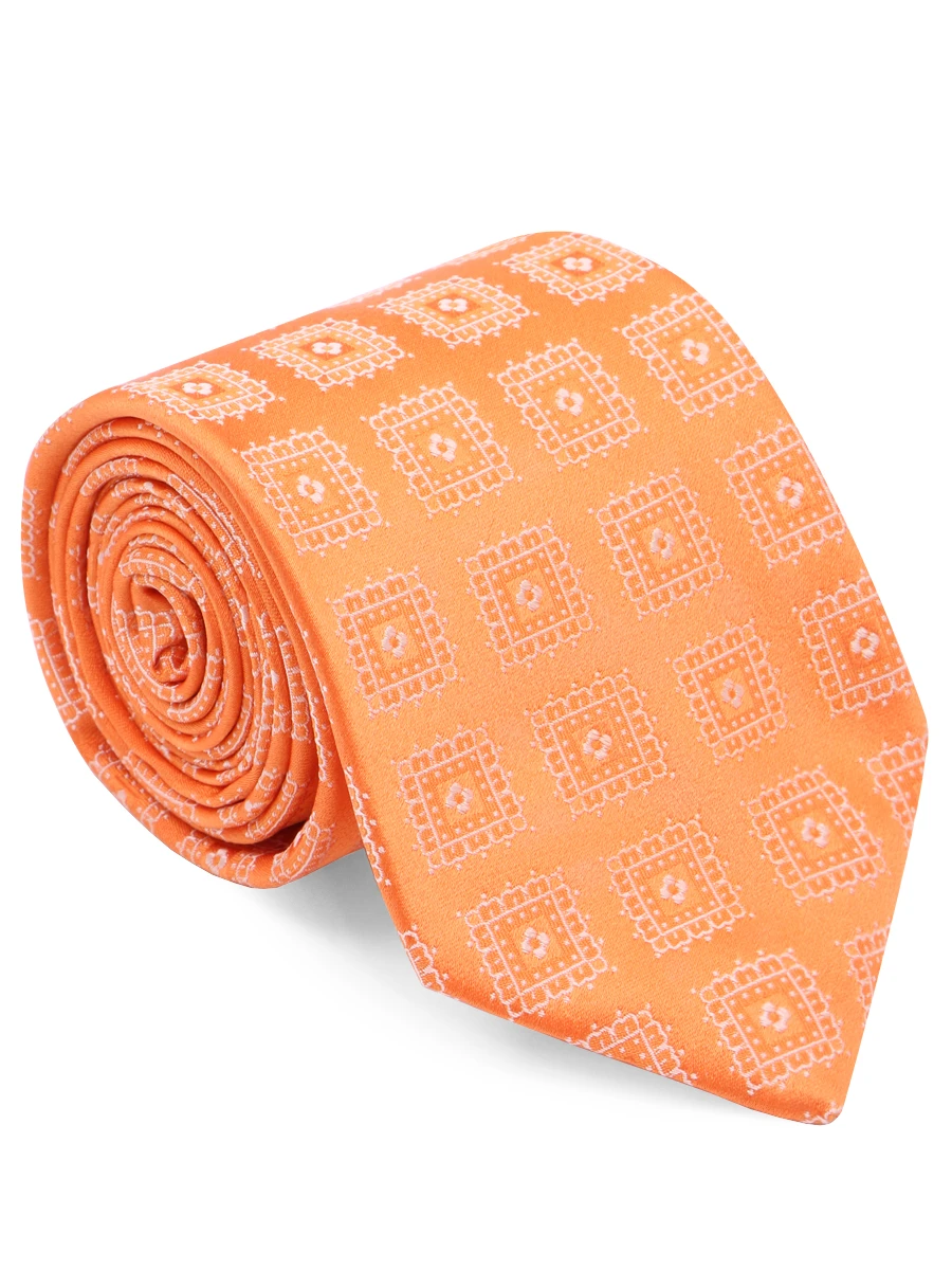 Шелковый галстук с узором ISAIA CRV007/12 Оранжевый, размер Один размер