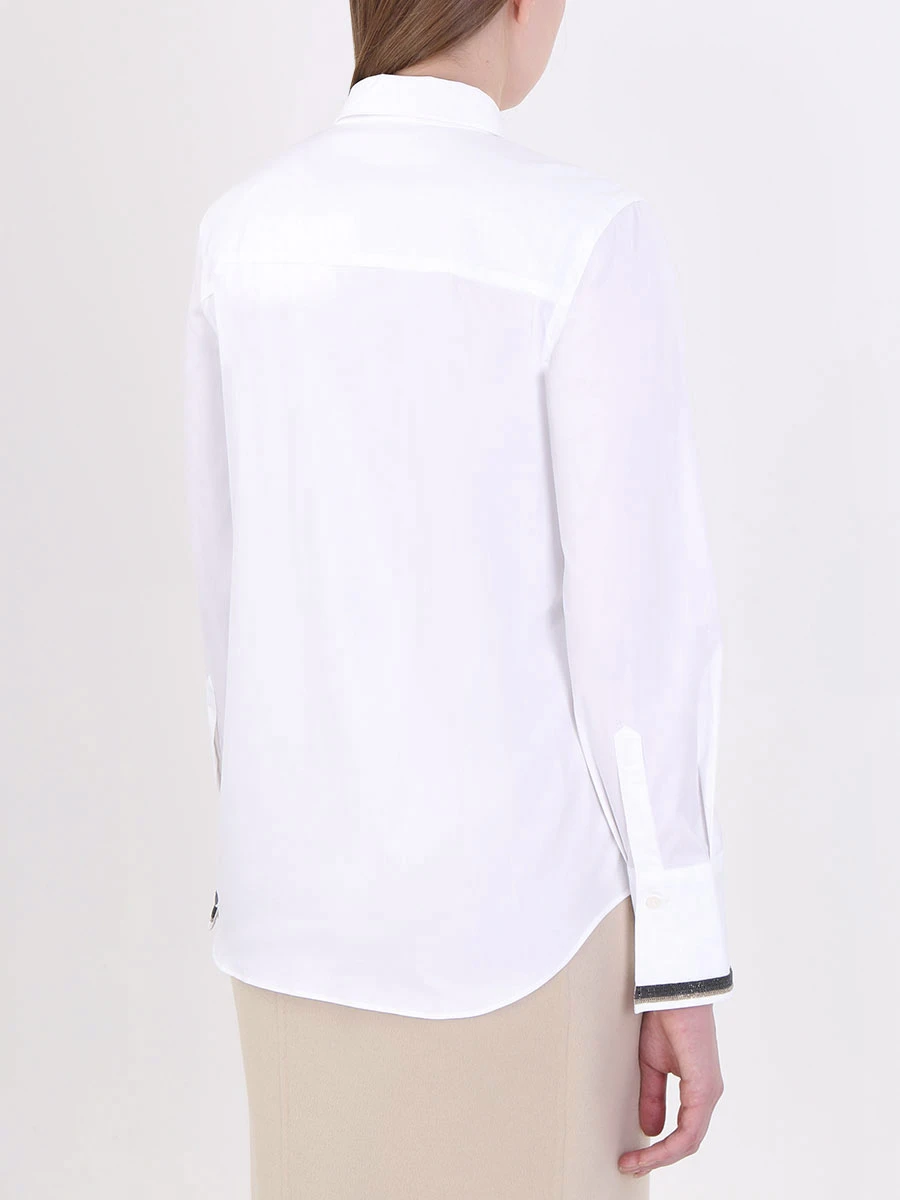 Рубашка хлопковая BRUNELLO CUCINELLI M0091MA106 C159, размер 42, цвет белый - фото 4