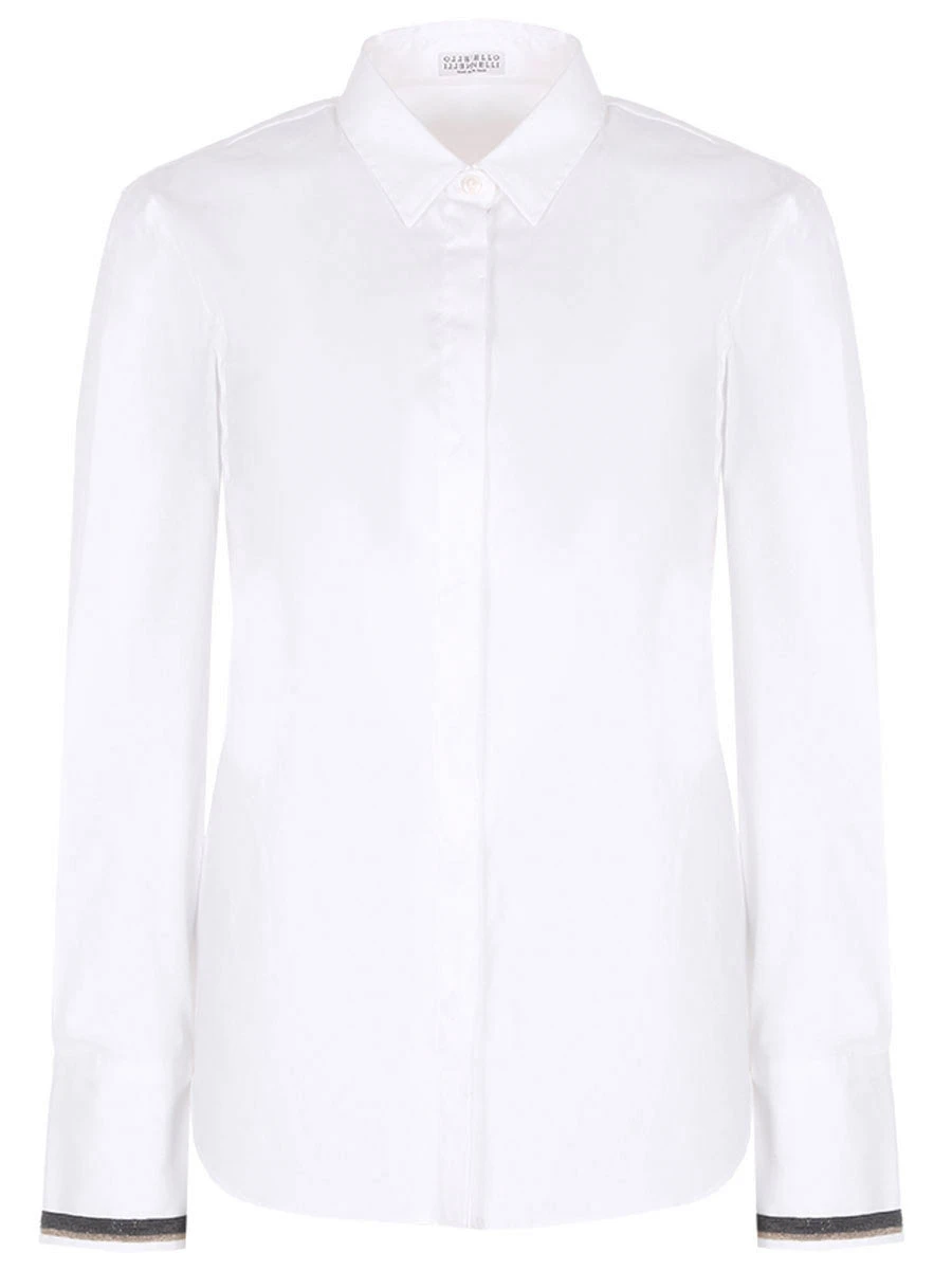 Рубашка хлопковая BRUNELLO CUCINELLI M0091MA106 C159, размер 42, цвет белый - фото 1