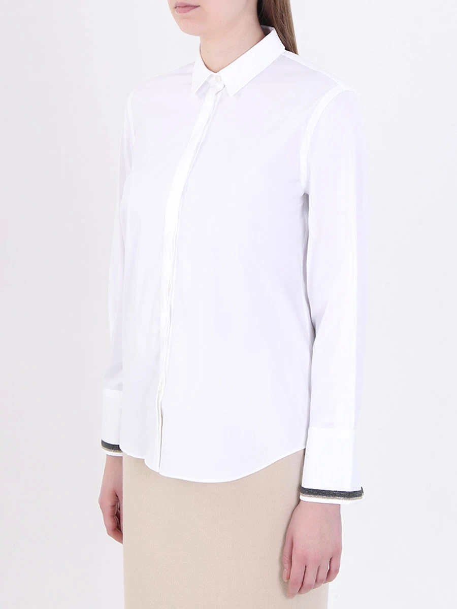 Рубашка хлопковая BRUNELLO CUCINELLI M0091MA106 C159, размер 42, цвет белый - фото 3